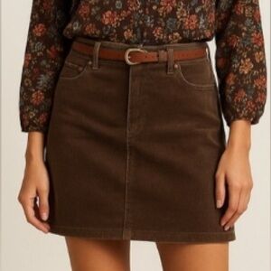 Brown Corduroy Skirt LL Bean Mocha Cottagecore Western Cabincore 10 Petite